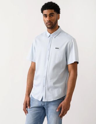 HUGO BOSS Mens BOSS Green ST_Motion Mens Short Sleeve Shirt - Open Blue 460 - Size: 38/Regular