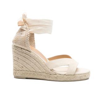 Castaner Beige Wedge Heel Tie-Fastening Shoes - female - Casta&ntilde;er - Wedges - White - 8 UK - Shoes