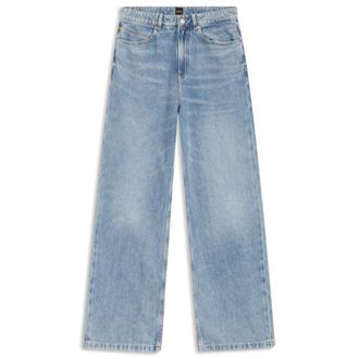 BOSS Light-blue wide-leg jeans in rigid denim