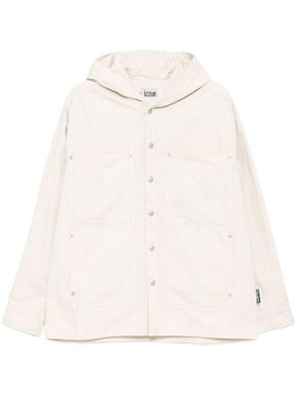 Izzue hooded shirt jacket - men - Cotton - L - Grey