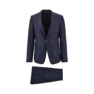 Emporio Armani Jacquard wollen David Line pak - Heren - Pakken - Blauw - Maat: 3XL Wol