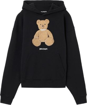Palm Angels Black Bear Regular Graphic Cotton Hoodie