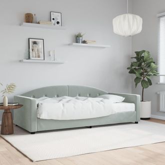 vidaXL Sof&aacute; Cama Con Colch&oacute;n Terciopelo Gris Claro 90x190 Cm Vidaxl
