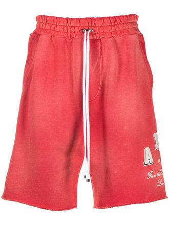 Amiri logo-print drawstring-waistband shorts - men - Lyocell/Cotton - XXXL - Red
