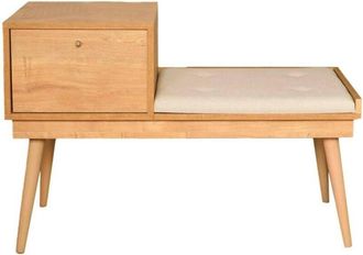 Dmora Dmora - Mesa Dabankwa, Banco Multiusos, Asiento De Invitados, Cofre Multifuncional, 40x105h45 Cm, Roble Y Crema