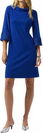 Joseph Ribkoff Silky Knit & Novelty A-Line Dress In Sapphire Blue