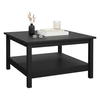 Dmora Dmora - Mesa De Caf&eacute; Casato, Mesa De Centro Baja, Revistero Para Sof&aacute;, Estante De La Sala De Estar, 81x81 H45 Cm, Negro