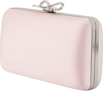 Self Portrait Womens Bow-Embellished Synthetic Clutch Pink