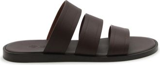Loro Piana Sandaal met drie banden - Heren - Sandalen - Bruin - 45 EU - Leer - Schoenen