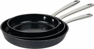 alva Maestro Nonstick Frying Pan 3-Piece Set - Oven & Induction Safe in Black at Nordstrom