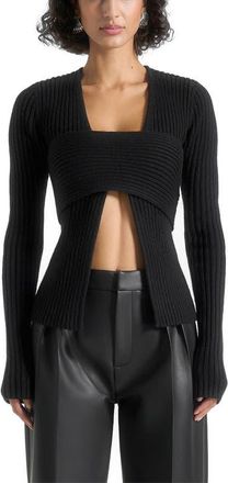 Mani&egrave;re De Voir Marisa 2-In-1 Knit Bandeau Cardigan in Black at Nordstrom, Size X-Small