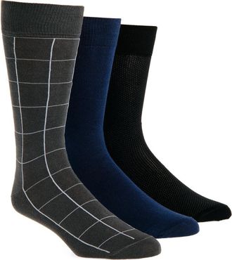 Lorenzo Uomo Assorted 3-Pack Cotton Blend Dress Socks in Black at Nordstrom Rack