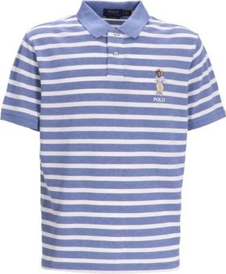 Polo Ralph Lauren Polo met strepen en berenmotief - Heren - Polos - Blauw - 2XL - Katoen - Tops