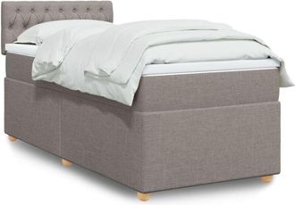 vidaXL Cama Box Spring Con Colch&oacute;n Tela Gris Taupe 90x200 Cm Vidaxl