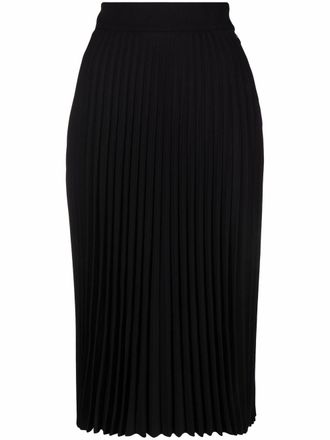 Off-white high-waisted pleated skirt - women - Virgin Wool/Viscose - 38 - Black