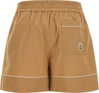 Moncler Nylon with Contrasting Piping Bermuda Shorts - Beige
