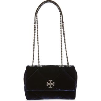 Tory Burch Kira Velvet Quilted Convertible Shoulder Bag in Perfect Navy at Nordstrom