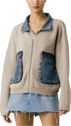 Blank NYC Glow Up Sweater Jacket In Beige