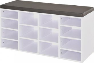 HOMCOM PU Leather 14-Compartment Shoe Storage Bench Brown/White - Home Living | TJ Hughes White