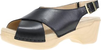 Dansko Womens Sloane Leather Sandal In Black Calf