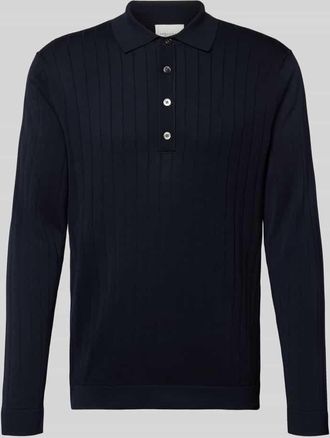 Profuomo Strickpullover aus reiner Baumwolle mit Polokragen in Marine, Gr&ouml;&szlig;e XL