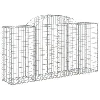 Berkfield Home Decorative Arched Gabion Baskets 7 pcs 200x50x100/120 cm Galvanis in Silver