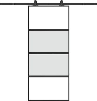 vidaXL Puerta Corredera Set Herrajes Vidrio Templado Aluminio 90x205cm Vidaxl