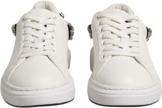 John Richmond White Rhinestone Embellished Sneakers Womens Shoes (Pre-Owned)