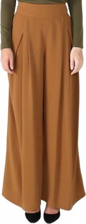 Gracia Wide Leg Solid Palazzo Flowy Pants In Brown