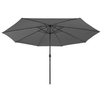 Berkfield Home Outdoor Parasol with LED Lights & Metal Pole 400 cm Anthracite in Dark Grey