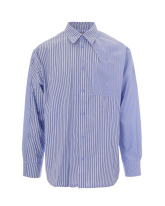 Arte Asymmetrical Striped Casual Shirt with Contrast Detailing