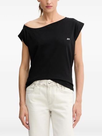 Miss Sixty off-shoulder T-shirt - Zwart