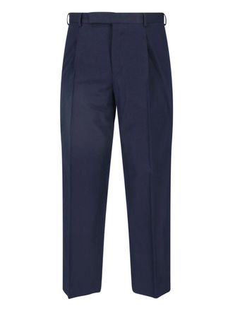Pantaloni Torino Blue High-Waisted Pleated Virgin Wool-Blend Formal Pants