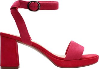 Clarks Ambyrlyn Bay Heeled Sandal Fuchsia Suede 26177007 Womens