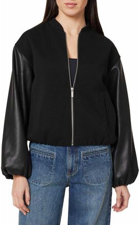Habitual Faux Leather Sleeve Bomber in Black at Nordstrom, Size X-Small