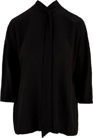 Aspesi Overhemd met gedrapeerde kraag - Dames - Blouses - Zwart - M - Overhemden
