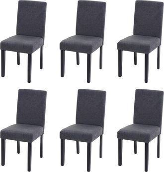 Hhg Hhg - Nunca Usado] Lote De 6 Sillas De Comedor Silla De Cocina Littau, Textil, Gris Antracita, Patas Oscuras