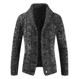 Generic Mens Knitted Cardigan, Thick Long Sleeve Knitwear, Cable Knit Jumper Coat, Lapel Knitted Sweater Tops Fleece Jacket Autumn Winter Warm Outerwear Casua