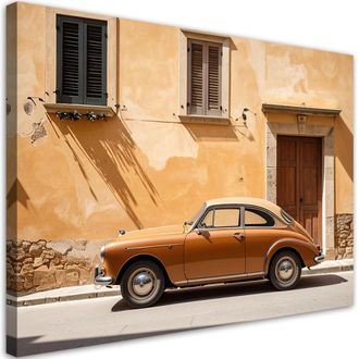 Feeby Cuadro En Lienzo, Italia Toscana Calle Y Coche Antiguo, 100x70