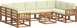 vidaXL Conjunto De Sof&aacute;s De Exterior 10 Uds. Natural Y Crema Vidaxl