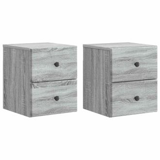 vidaXL Mesita De Noche De Pared 2 Pcs Gris Sonoma 34,5 X 33 X 40 Cm Vidaxl