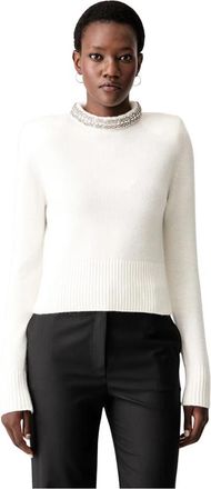Pinko Ronde hals gebreid - Dames - Ronde hals truien - Beige - L - Wol - Truien & Vesten