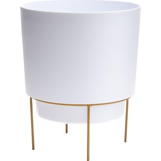 Bloem Hopson 10 Inches Casper White Planter w/ Metal Gold Stand at Nordstrom
