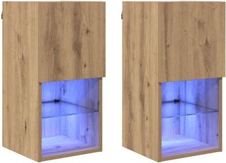 vidaXL Gabinetes Para Tv Montados En La Pared 2 Pcs Roble Artesanal Vidaxl