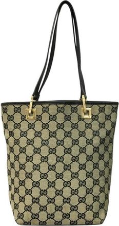 Gucci Gg Canvas Black Tote Bag (Pre-Owned)