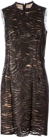 Alexandre Vauthier lace panel lambskin dress - Nero