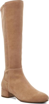 Dune London Ladies TAYLA Wide Fit Stretch Knee-High Boots Size UK 7 Block Heel Suede Knee High Boots