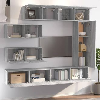 Berkfield Home Classic 7 Piece TV Cabinet Set Grey Sonoma Engineered Wood