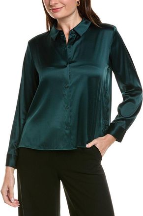 Eileen Fisher Eileen Fisher Petite Charmeuse Classic Collar Silk-Blend Shirt