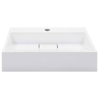 Berkfield Home Chic Wash Basin 50x38x13 cm Mineral Cast/Marble Cast White | Size: 50 x 38 x 13 cm